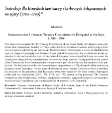 "Instructions for Lithuanian Treasury Commissioners Delegated to the Sejm (1780–1790)”. Cracow Studies of Constitutional and Legal History 13/2 (2020): 235-255