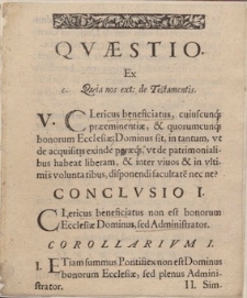 Qvæstio De Testamentis Clericorum