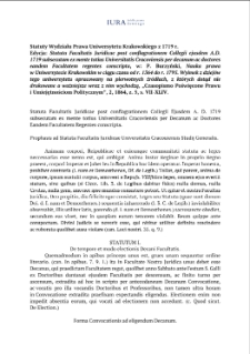Statutes of Faculty of Law of 1719