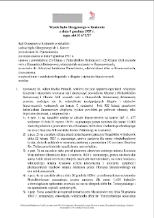 Decision of the District Court in Krakow of 9 December 1937, Shelfmark IC 673/37