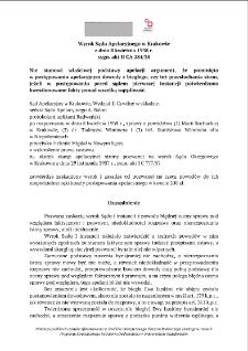 Decision of the Court of Appeal in Krakow of 8 April 1938, Shelfmark II CA 284/38