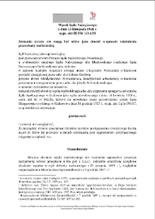 Decision of the Supreme Court of 13 November 1928, Shelfmark III RW 1214/28