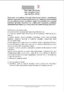 Decision of the Supreme Court of 16 April 1923, Shelfmark III Rw 1394/22