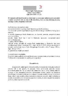 Decision of the Supreme Court of 7 May 1923, Shelfmark III RW 1705/22