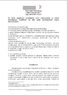 Decision of the Supreme Court of 6 June 1923, Shelfmark III RW 1994/22