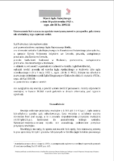 Decision of the Supreme Court of 30 October 1923, Shelfmark III Rw 2093/22