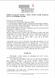 Decision of the Supreme Court of 5 June 1923, Shelfmark III Rw 213/23