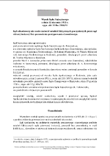 Decision of the Supreme Court of 12 January 1932, Shelfmark III Rw 2308/31