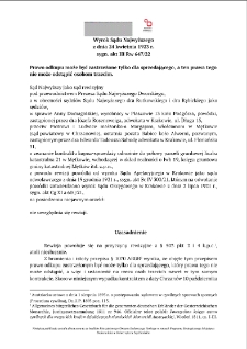 Decision of the Supreme Court of 24 April 1923, Shelfmark III Rw 647/22