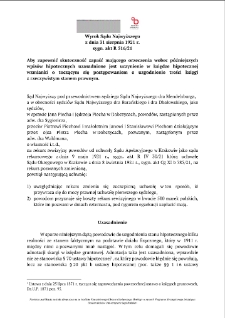 Decision of the Supreme Court of 31 August 1921, Shelfmark R 516/21