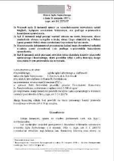 Decision of the Supreme Court of 31 August 1937, Shelfmark II C 2372/37