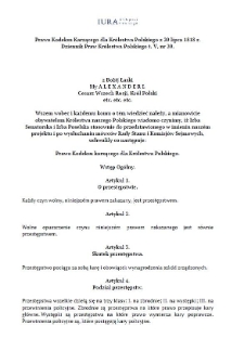 Law of the Penal Code for the Kingdom of Poland