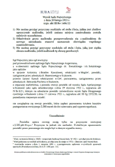 Decision of the Supreme Court of 20 February 1923, Shelfmark III Rw 1406/22