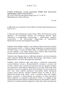 Minutes of the Twenty-Sixth Meeting of the Great Council of the Jagiellonian University of January 18, 1821