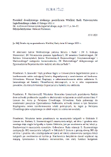 Minutes of the Twenty-Seventh Meeting of the Great Council of the Jagiellonian University of February 15, 1821