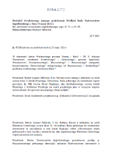 Protokół dwudziestego ósmego posiedzenia Wielkiej Rady Uniwersytetu Jagiellońskiego z dnia 23 maja 1821 r.