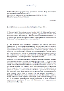 Minutes of the Thirty-First Meeting of the Great Council of the Jagiellonian University of July 30, 1821