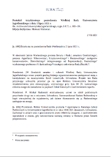 Minutes of the Thirtieth Meeting of the Great Council of the Jagiellonian University of July 2, 1821