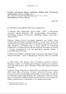 Minutes of the thirty-fifth meeting of the Grand Council of the Jagiellonian University of September 26, 1821