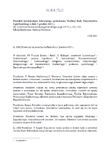 Minutes of the Thirty-Ninth Meeting of the Great Council of the Jagiellonian University of December 5, 1821