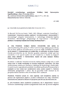 Minutes of the Fortieth Meeting of the Great Council of the Jagiellonian University of January 18, 1822.