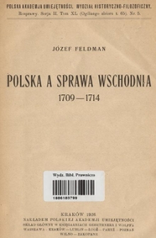 Polska a sprawa wschodnia 1709-1714
