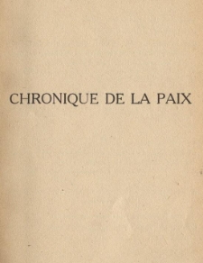 Chronique de la paix ou La vie quotidienne des Français après la guerre