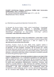 Minutes of the Forty-Second Meeting of the Great Council of the Jagiellonian University of April 15, 1822