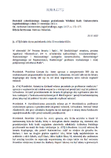 Minutes of the Forty-Ninth Meeting of the Great Council of the Jagiellonian University of October 1, 1822.