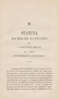 Statuta concernentia bonum utile communitatis (edition by P. Burzyński)