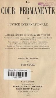 La Cour permanente de justice internationale