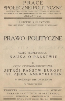 Prawo polityczne. Cz. 1, Nauka o państwie