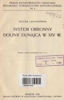 System obronny Doliny Dunajca w XIV w.