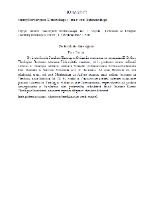 De facultate theologica. Pars Tertia (edited version by J. Szujski)