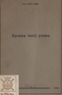 Sprawa teorji prawa