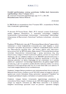 Minutes of the fifty-sixth meeting of the Grand Council of the Jagiellonian University of 19 August 1823