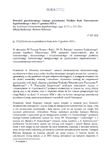 Minutes of the fifty-eighth meeting of the Grand Council of the Jagiellonian University of 17 December 1823