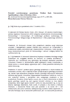 Minutes of the sixtieth meeting of the Grand Council of the Jagiellonian University of 12 April 1824