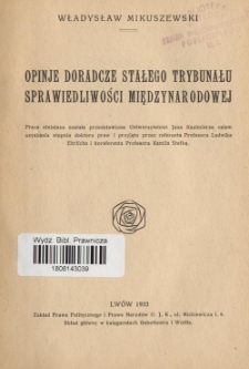 Opinje doradcze Stałego Trybunału Sprawiedliwości Międzynarodowej