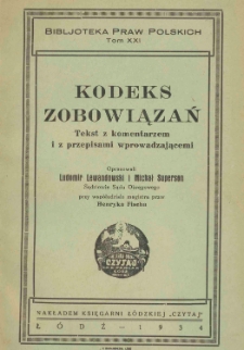 Ordinance of the President of the Republic of Poland of October 27, 1933, Code of Obligations
