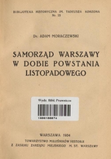 Samorząd Warszawy w dobie powstania listopadowego