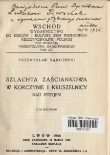 Szlachta zaściankowa w Korczynie i Kruszelnicy nad Stryjem