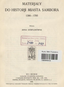 Materjały do historji miasta Sambora 1390-1795