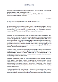 Minutes of the Sixty-Fifth Session of the Great Council of the Jagiellonian University of 16 November 1824