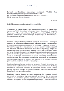 Minutes of the Sixty-Ninth Session of the Great Council of the Jagiellonian University of 16 April 1825