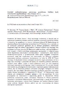Minutes of the Seventy-First Session of the Great Council of the Jagiellonian University of 20 May 1825