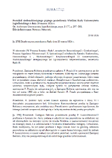 Protok&oacute;ł siedemdziesiątego piątego posiedzenia Wielkiej Rady Uniwersytetu Jagiellońskiego z dnia 20 marca 1826 r.