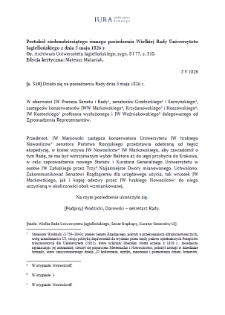 Minutes of the Seventy-Eighth Session of the Great Council of the Jagiellonian University of 5 May 1826