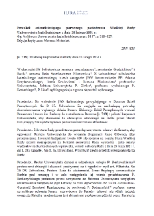 Minutes of the Eighty-First Session of the Great Council of the Jagiellonian University of 28 February 1831