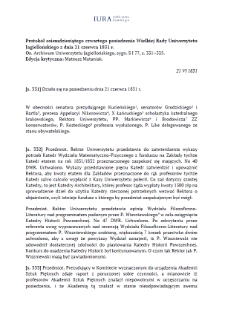 Minutes of the Eighty-Fourth Session of the Great Council of the Jagiellonian University of 21 June 1831